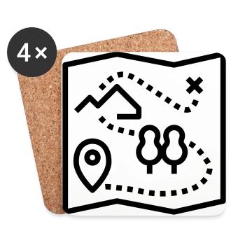 Carte Trésor Cadeau Camping Aventure - Dessous de verre (lot de 4) - blanc - Devant