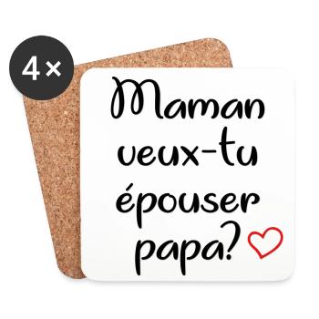 maman veux tu epouser papa - Dessous de verre (lot de 4) - blanc - Devant