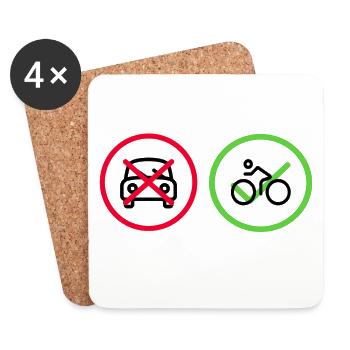 No Car Yes Bike Fahrrad Auto - Untersetzer (4er-Set) - Weiß - Vorne