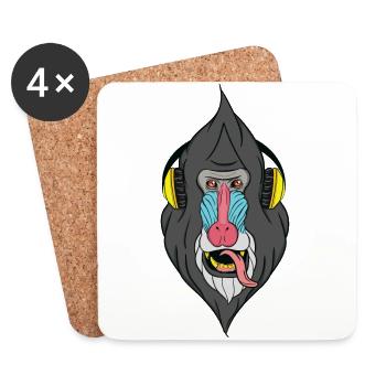 Monkey with headphones - techno monkey - Coasters (set of 4) - white - Front