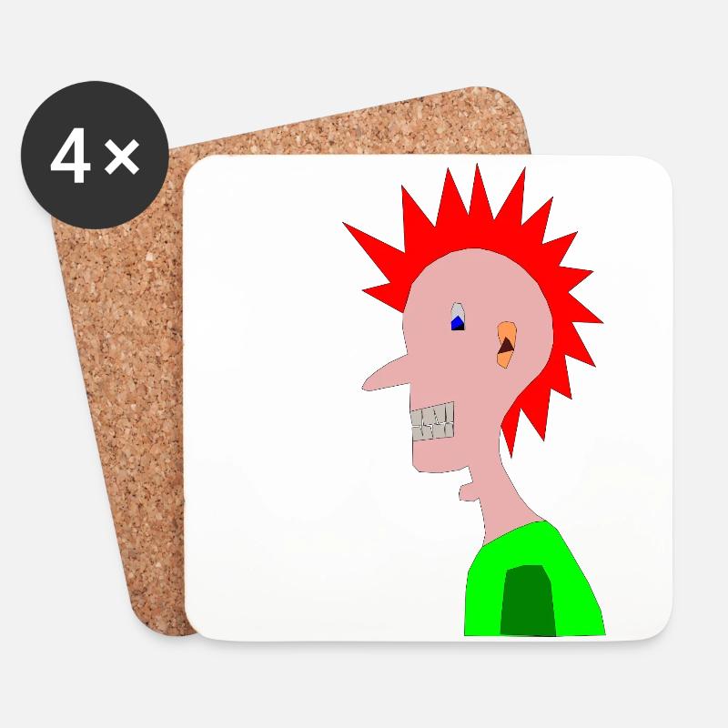 Cooler Punk, Punker - Untersetzer (4er-Set) - Weiß