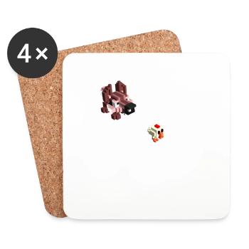 Loup et poulet - Dessous de verre (lot de 4) - blanc - Devant