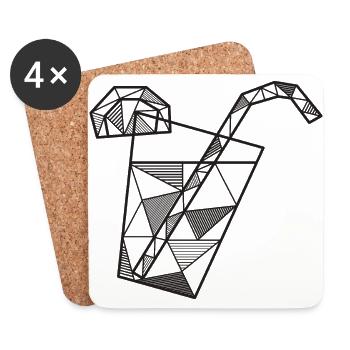Cocktail geometrisch Geschenk Hipster Sommer - Untersetzer (4er-Set) - Weiß - Vorne