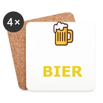 Bier stellt keine Fragen - Untersetzer (4er-Set) - Weiß - Vorne