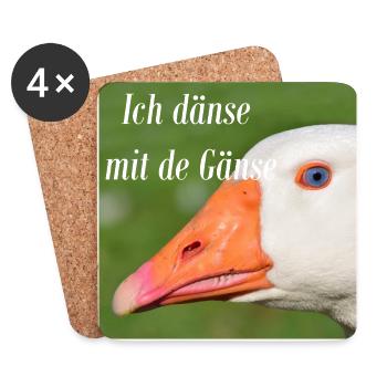 Ich dänse mit de Gänse - Untersetzer (4er-Set) - Weiß - Vorne