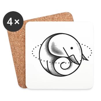 Elephant cute circle gray - Coasters (set of 4) - white - Front