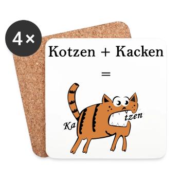Kotzen + = chats Merde. Idée de cadeau drôle - Dessous de verre (lot de 4) - blanc - Devant