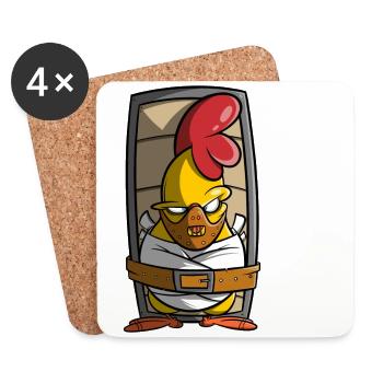 Cute but Psycho, Chicken in Straitjacket, Gift Idea - Coasters (set of 4) - white - Front