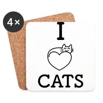 Katze Katzen Ich liebe Katzen Herz Geschenk - Untersetzer (4er-Set) - Weiß - Vorne