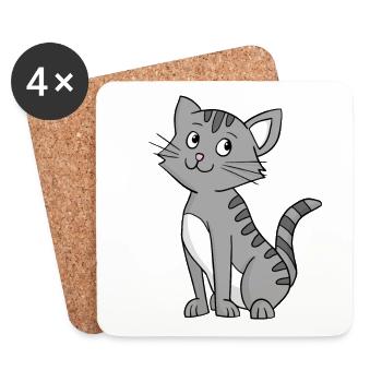 Grey Cat - Coasters (set of 4) - white - Front