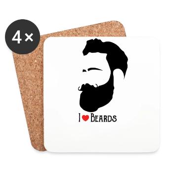 Bart Liebe - Mann Männer Bart Bärte Geschenk Idee - Untersetzer (4er-Set) - Weiß - Vorne