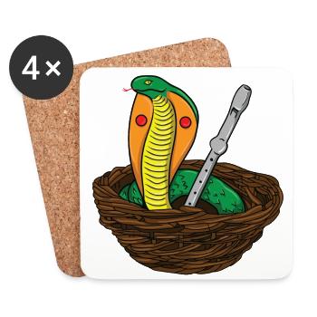 Cobra - Snake - Boa Mamba Poison Animal - Coasters (set of 4) - white - Front