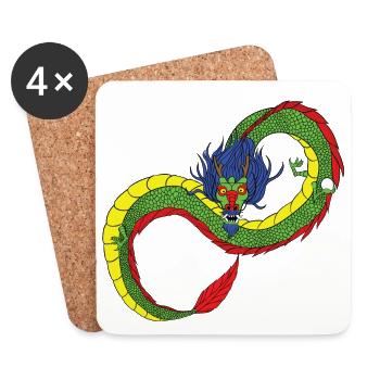 Drachen - Unendlichkeit - chinesischer Drache - Untersetzer (4er-Set) - Weiß - Vorne