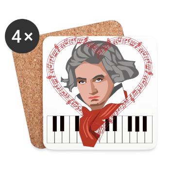 I love Beethoven composer pianist classical - Coasters (set of 4) - white - Front