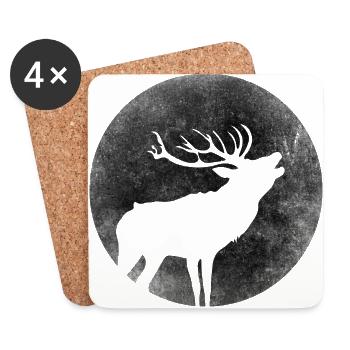 Hirsch roars to the rutting country fashion full moon - Coasters (set of 4) - white - Front