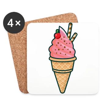 Ice cream, ice, summer, sun - Coasters (set of 4) - white - Front