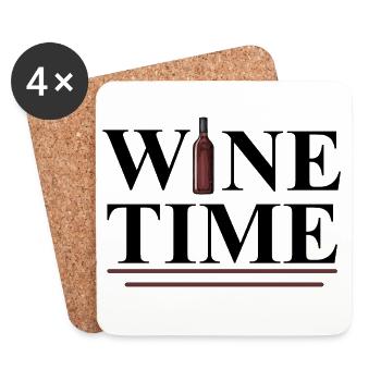 Heure du vin - Dessous de verre (lot de 4) - blanc - Devant