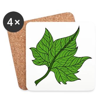 green leaf - Coasters (set of 4) - white - Front