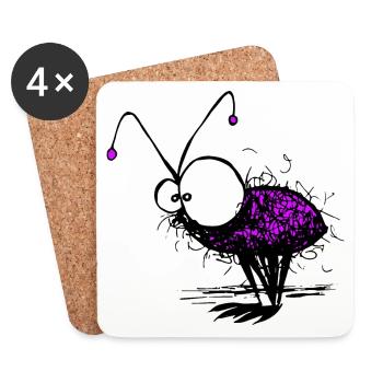 Illustration drôle de Mayfly - Dessous de verre (lot de 4) - blanc - Devant