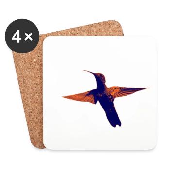 Hummingbird exotique art oiseau nature voler cool - Dessous de verre (lot de 4) - blanc - Devant