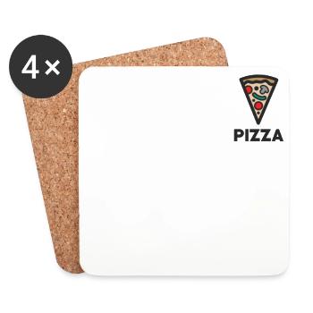 Logo de la pizza - Dessous de verre (lot de 4) - blanc - Devant