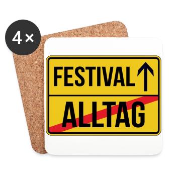 Festival Ortsschild - Alltag verlassen - Untersetzer (4er-Set) - Weiß - Vorne