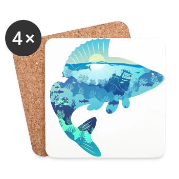 Basse perche - Dessous de verre (lot de 4) - blanc - Devant