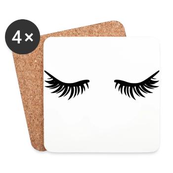 Geschlossene Augen - Wimpern - Untersetzer (4er-Set) - Weiß - Vorne