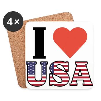 I <3 USA J'aime les Etats-Unis - Dessous de verre (lot de 4) - blanc - Devant