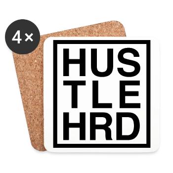 HUSTLE HARD / HUSTLE HRD - Untersetzer (4er-Set) - Weiß - Vorne