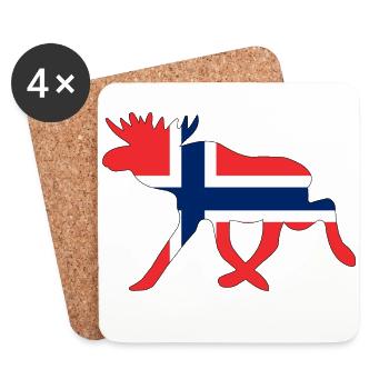 Eligard / Norvège drapeau vacances voyage cadeau - Dessous de verre (lot de 4) - blanc - Devant