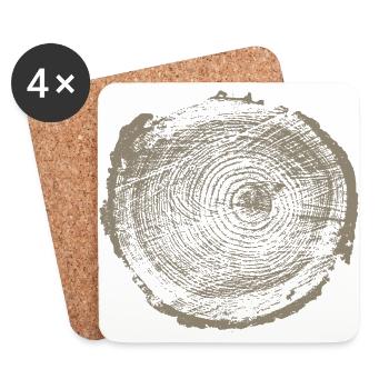 Anneaux annuels en bois d'arbre - Dessous de verre (lot de 4) - blanc - Devant