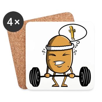Potato does sport - Fitness - Coasters (set of 4) - white - Front