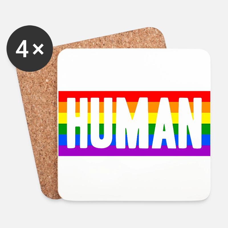 Human Mensch Regenbogen Geschenkidee - Untersetzer (4er-Set) - Weiß