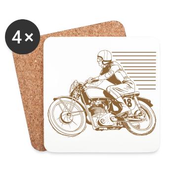 motocyclette vintage - moto vintage - Dessous de verre (lot de 4) - blanc - Devant