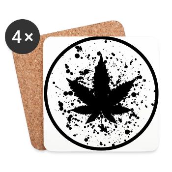 Cannabis leaf color blobs in a circle - Coasters (set of 4) - white - Front