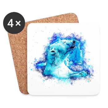 gxp ours polaire ours polaire enjoyer aquarelle splatter - Dessous de verre (lot de 4) - blanc - Devant