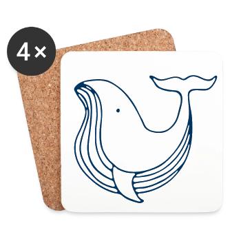 Marine life "BUCKELWAL" underwater world SHIRT - Coasters (set of 4) - white - Front