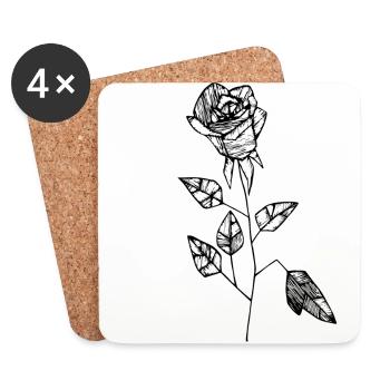 rose - Coasters (set of 4) - white - Front