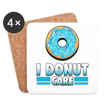 Cool donut shirt 'I donut care'. - Coasters (set of 4) - white - Front