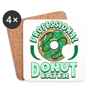 Chemise Cool Donut 'Professionnelle Donut Eater' - Dessous de verre (lot de 4) - blanc - Devant