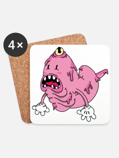Monster - Untersetzer (4er-Set) - Weiß