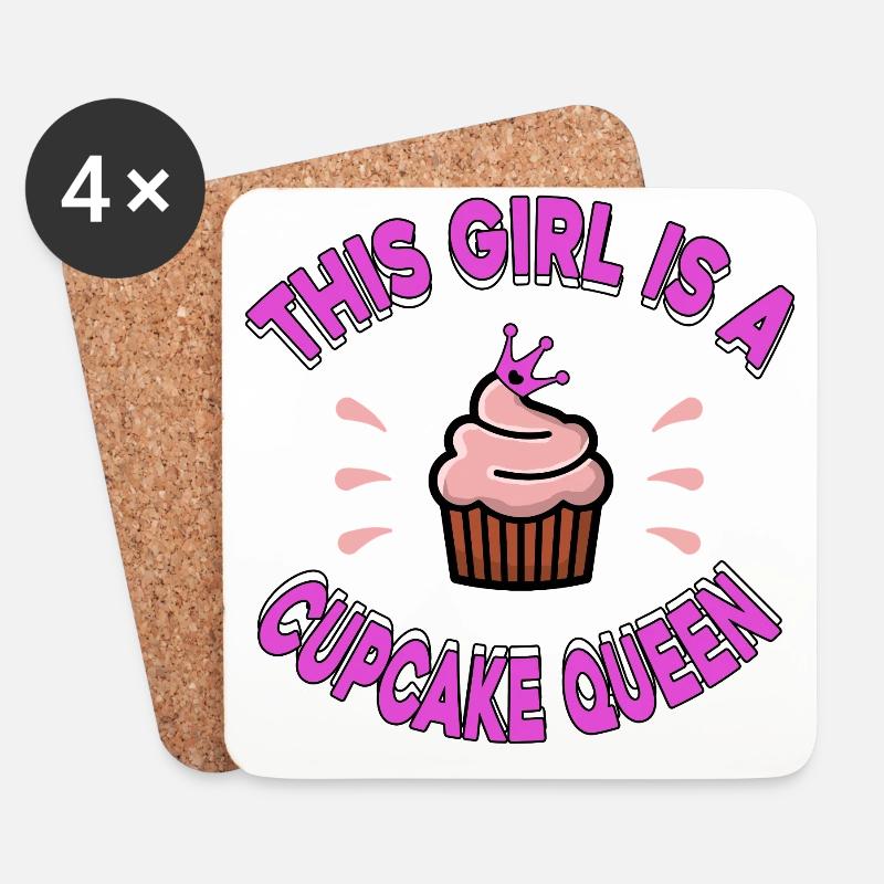 Cupcake / Muffin "This girl is a cupcake queen - Untersetzer (4er-Set) - Weiß