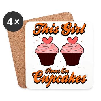 Beautiful cupcake / muffin shirt "This girl runs on c - Coasters (set of 4) - white - Front