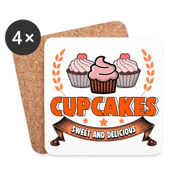 Cupcakes süß und vorzüglich - Untersetzer (4er-Set) - Weiß - Vorne