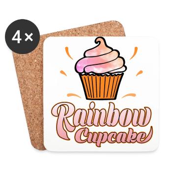 Schönes Cupcake/ Muffin Shirt "Rainbow cupcake" - Untersetzer (4er-Set) - Weiß - Vorne