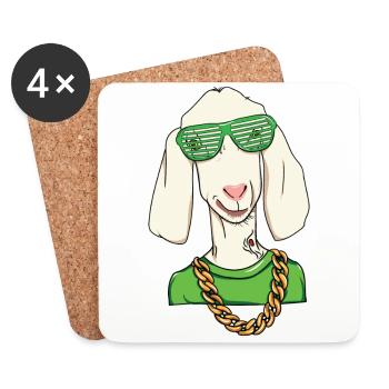 Hiphop de chèvre - chèvre - HipHop - Dessous de verre (lot de 4) - blanc - Devant