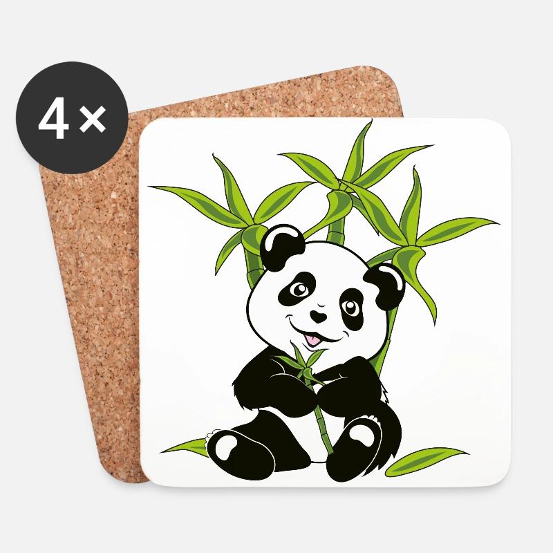 Panda Bär - Untersetzer (4er-Set) - Weiß