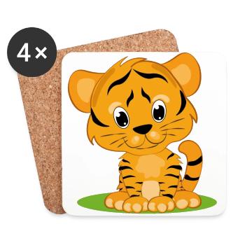 Kinder Tiger - Untersetzer (4er-Set) - Weiß - Vorne