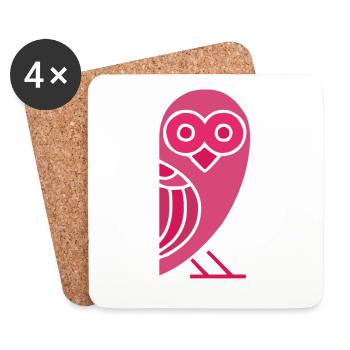 Poussins de hiboux - Dessous de verre (lot de 4) - blanc - Devant